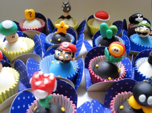 Boing Boing Pixel Mario cake made from cupcake squares 