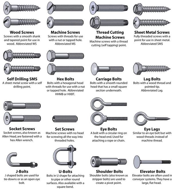 screw types chart