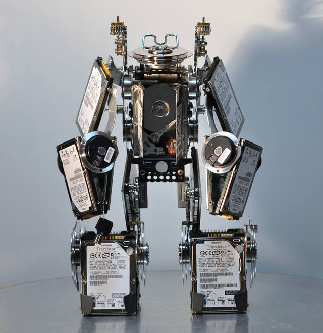 Junkbots made from old hard-drives