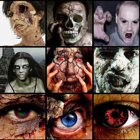 scary demons, zombies, vampires, and other spooks and scares.