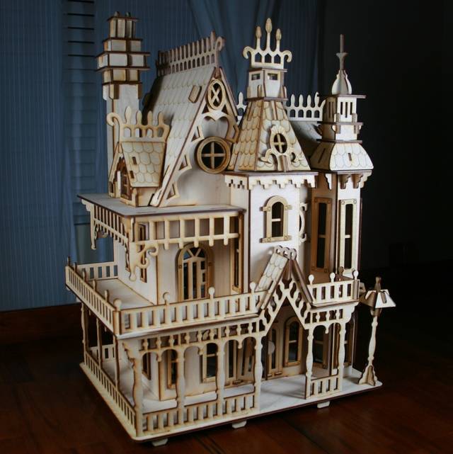 Etsy seller VictorianDollhouse makes insanely detailed laser-cut balsa 