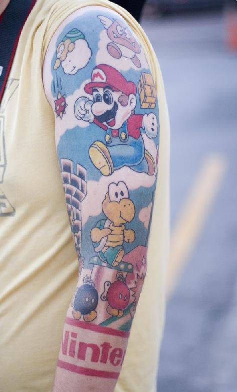 Super Mario sleeve tattoo By Cory Doctorow at 612 am Tuesday Aug 14