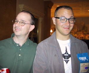 John Scalzi and me, photo by Debbie Ohi Ridpath