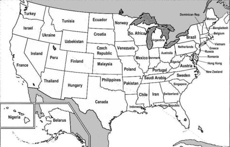 Here's a map of the USA where the states have been labelled with the names 
