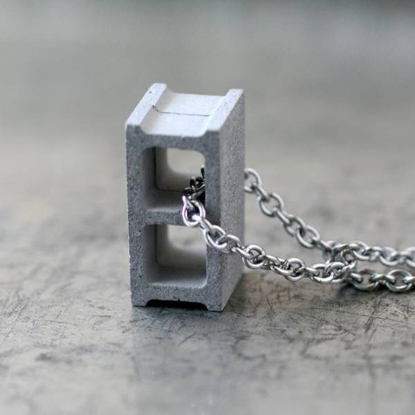 cinderblock necklaces pendants made from poured concrete