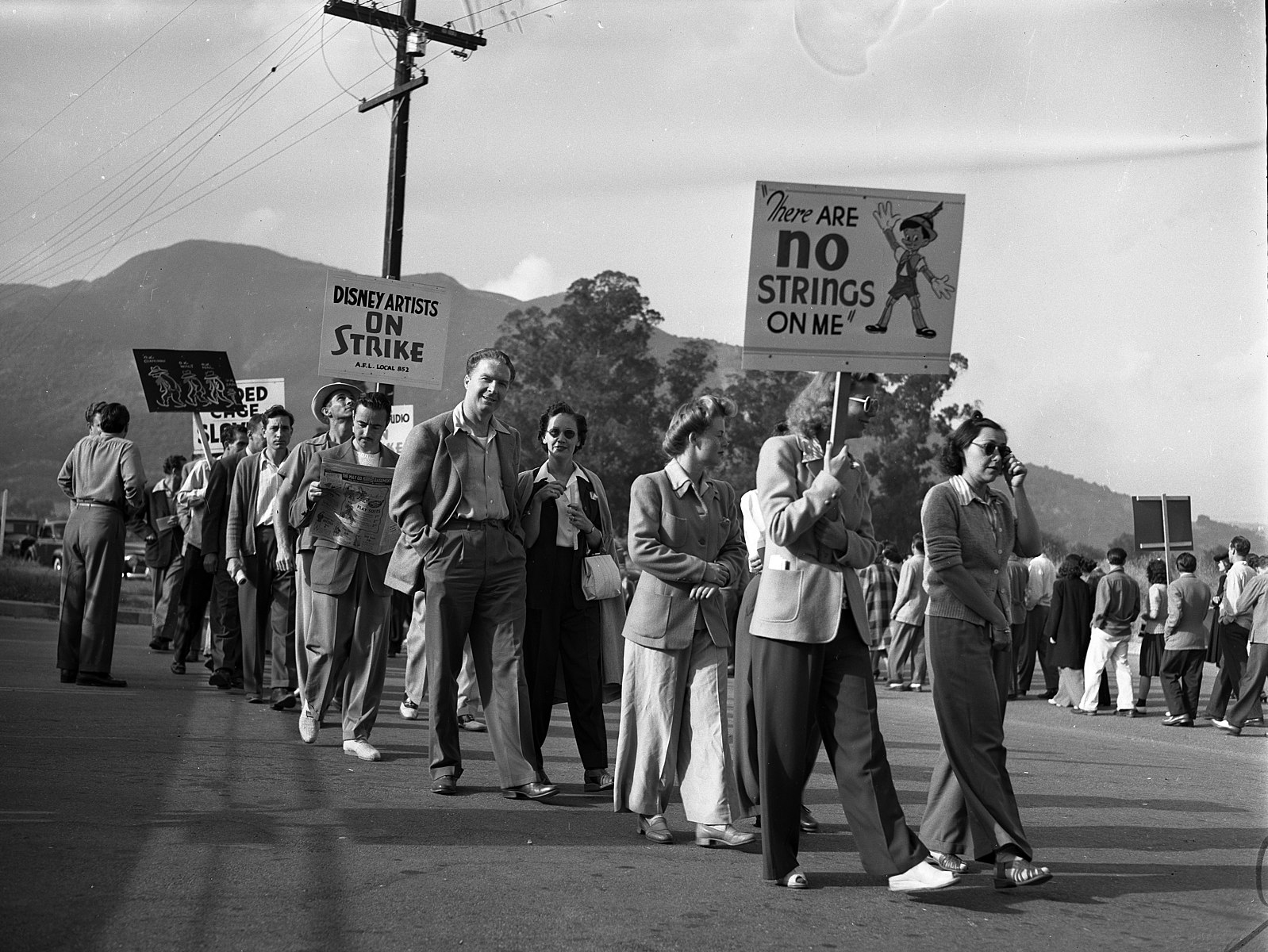 Animators walk the picket-line during the Disney Animator's Strike in 1941.