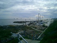 Piers on island fortress