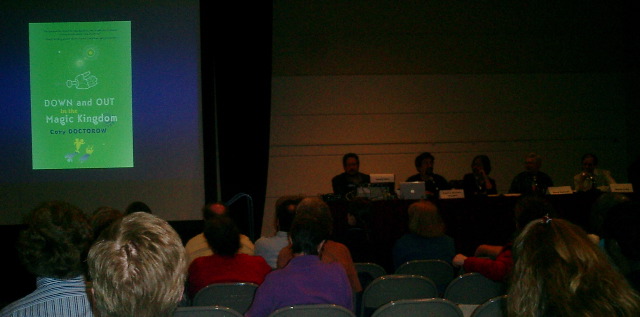 My novel cover at Tor panel